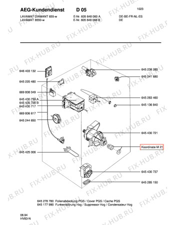 Взрыв-схема стиральной машины Aeg LAVDIAMANT 655-W - Схема узла Electrical equipment